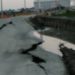 Jalan Selatan Pulau Seprapat Ambles dan Retak,Waspada Bagi Pengguna jalan